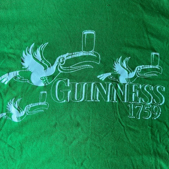 Lovely Day For Guinness Beer Stout Toucan Bird Factory 1759 Green Shirt XL RARE - Picture 3 of 8